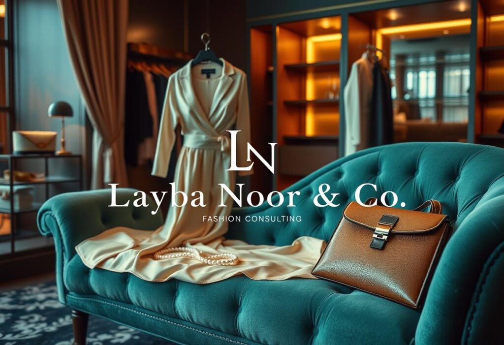 Fashion consultant at Layba Noor & Co. providing personalized styling suggestions to a client
